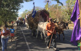 A Semaina Santa procession along a rural road.