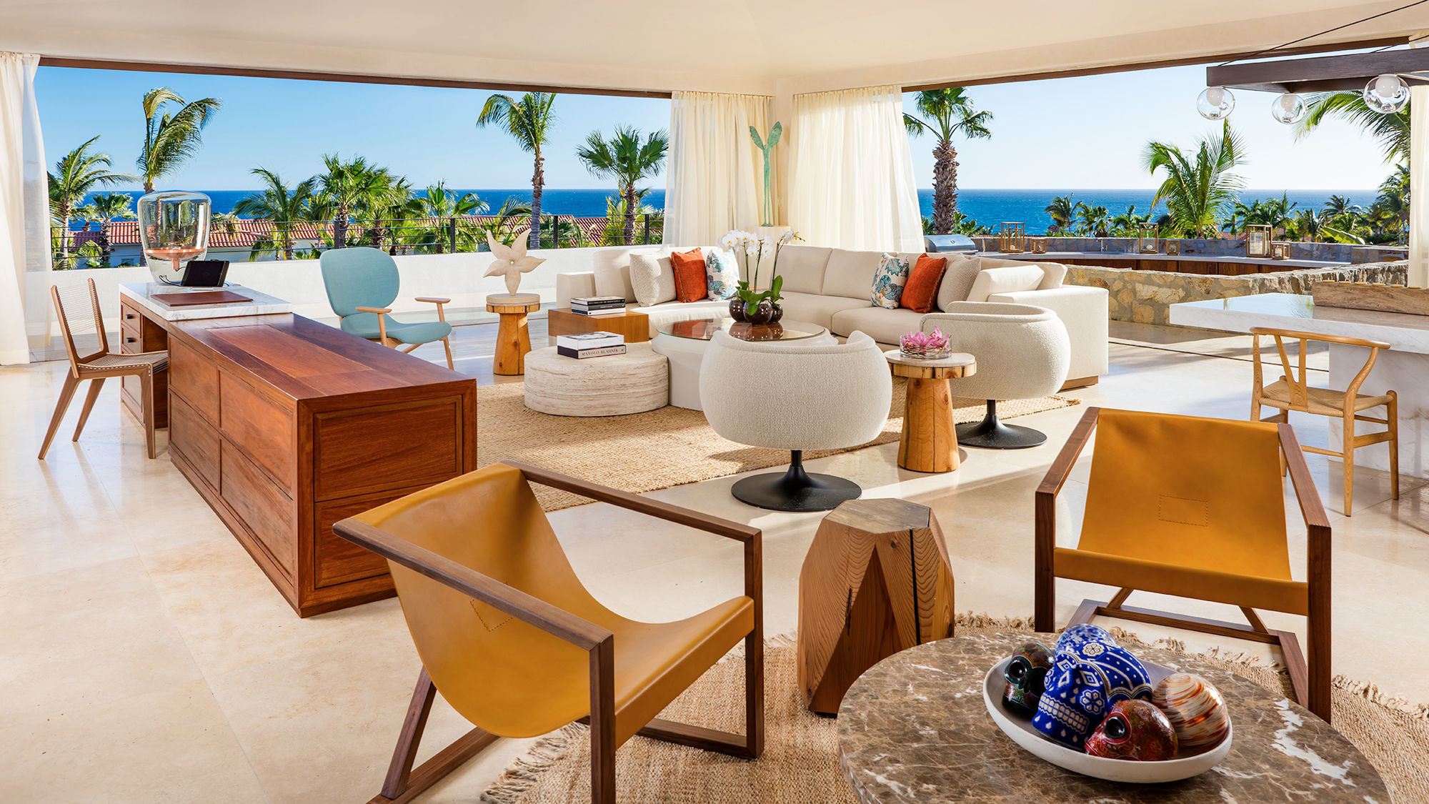 The living room area of Villa One at Los Cabos’ One&Only Palmilla.