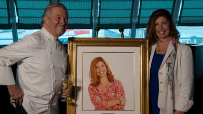 Jacques Pepin with daughter Claudine Pepin, the godmother of Oceania's Sirena.