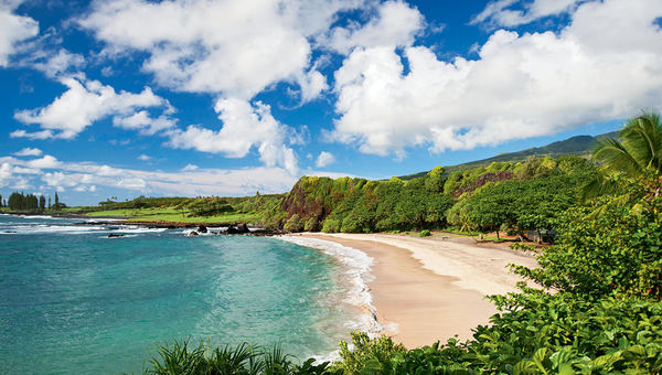 Guests of the Travaasa Hana resort can swim or sunbathe at nearby Hamoa Beach. Guests of the Travaasa Hana resort can swim or sunbathe at nearby Hamoa Beach.