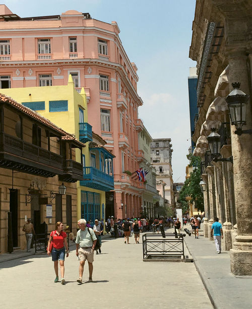 Restored colonial buildings line portions of Old Havana.
