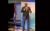 Carnival CEO Arnold Donald addresses the media ahead of the Adonia’s departure from Miami.