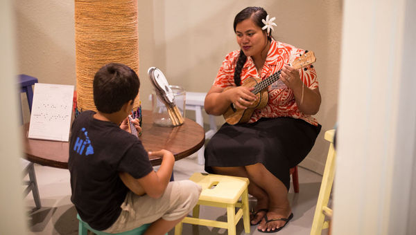 The Keiki Studio teaches children basic ukulele skills. The Keiki Studio teaches children basic ukulele skills.