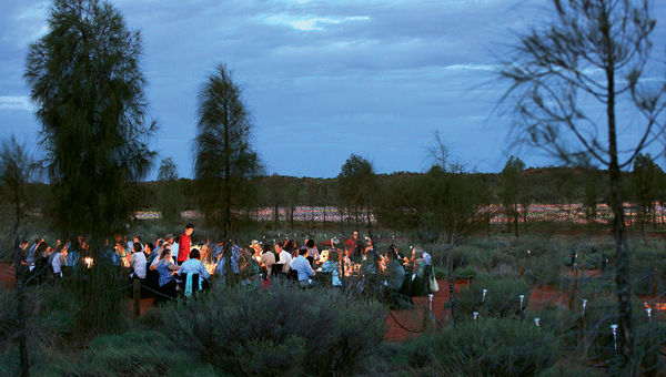 Dinner under the stars at “Field of Light” was a three-course meal. Dinner under the stars at “Field of Light” was a three-course meal.