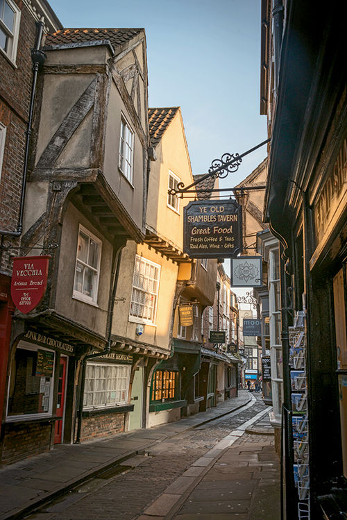 The Shambles in York is a historical street once home to the city’s butcher shops. The Shambles in York is a historical street once home to the city’s butcher shops.