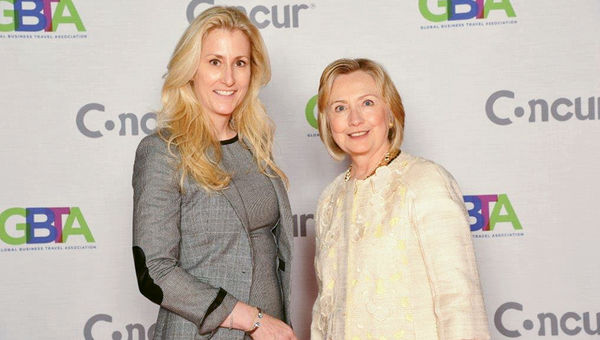 Michelle “Mick” Lee, the founder of Women in Travel, with former secretary of state Hillary Clinton at the Global Business Travel Association conference in 2013. Michelle “Mick” Lee, the founder of Women in Travel, with former secretary of state Hillary Clinton at the Global Business Travel Association conference in 2013.