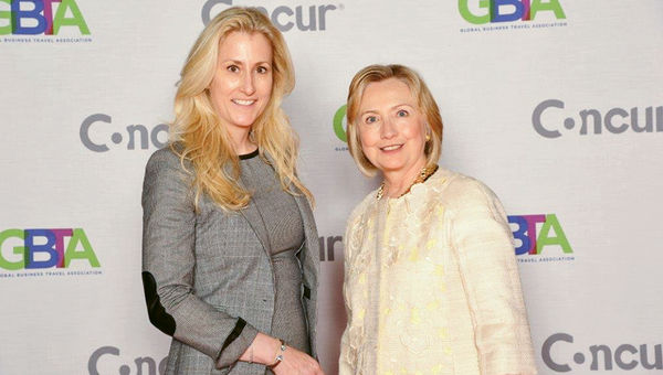 Michelle “Mick” Lee, the founder of Women in Travel, with former secretary of state Hillary Clinton at the Global Business Travel Association conference in 2013. Michelle “Mick” Lee, the founder of Women in Travel, with former secretary of state Hillary Clinton at the Global Business Travel Association conference in 2013.