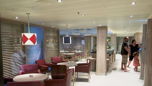 The Family Harbor Lounge is surrounded by family-friendly cabins and access is controlled by key card.