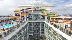 The Harmony of the Seas currently is the biggest cruise ship in the world, at 223,963 gross tons and 5,479 passengers. The ship is sailing from the Mediterranean this summer. Managing editor Rebecca Tobin toured the ship on a two-day preview cruise out of England.