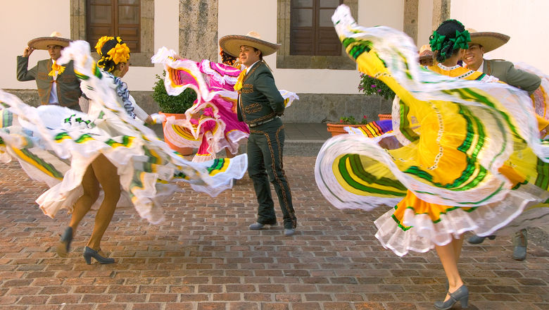 Traditional Mexican folk dancers in Guadalajara.