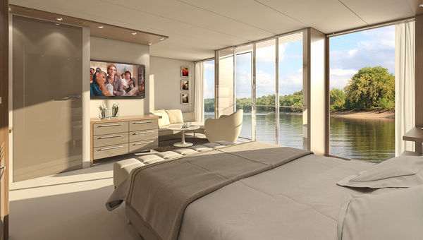 A suite on the Amadeus Silver II, one of the vessels Connections by A&K charters for its European river cruise program. A suite on the Amadeus Silver II, one of the vessels Connections by A&K charters for its European river cruise program.