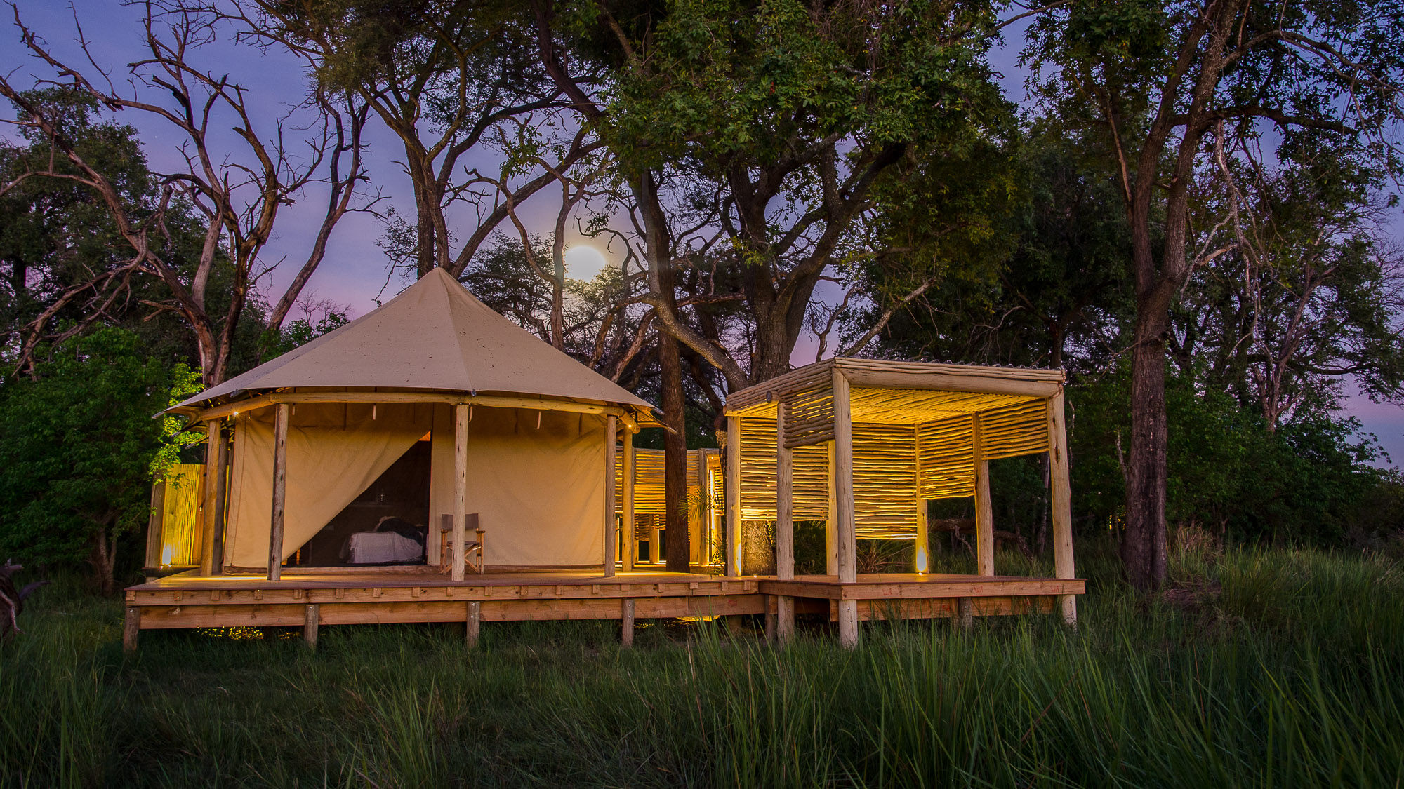 All accommodations at AndBeyond Nxabega Okavango Tented Camp have Okavango Delta views.