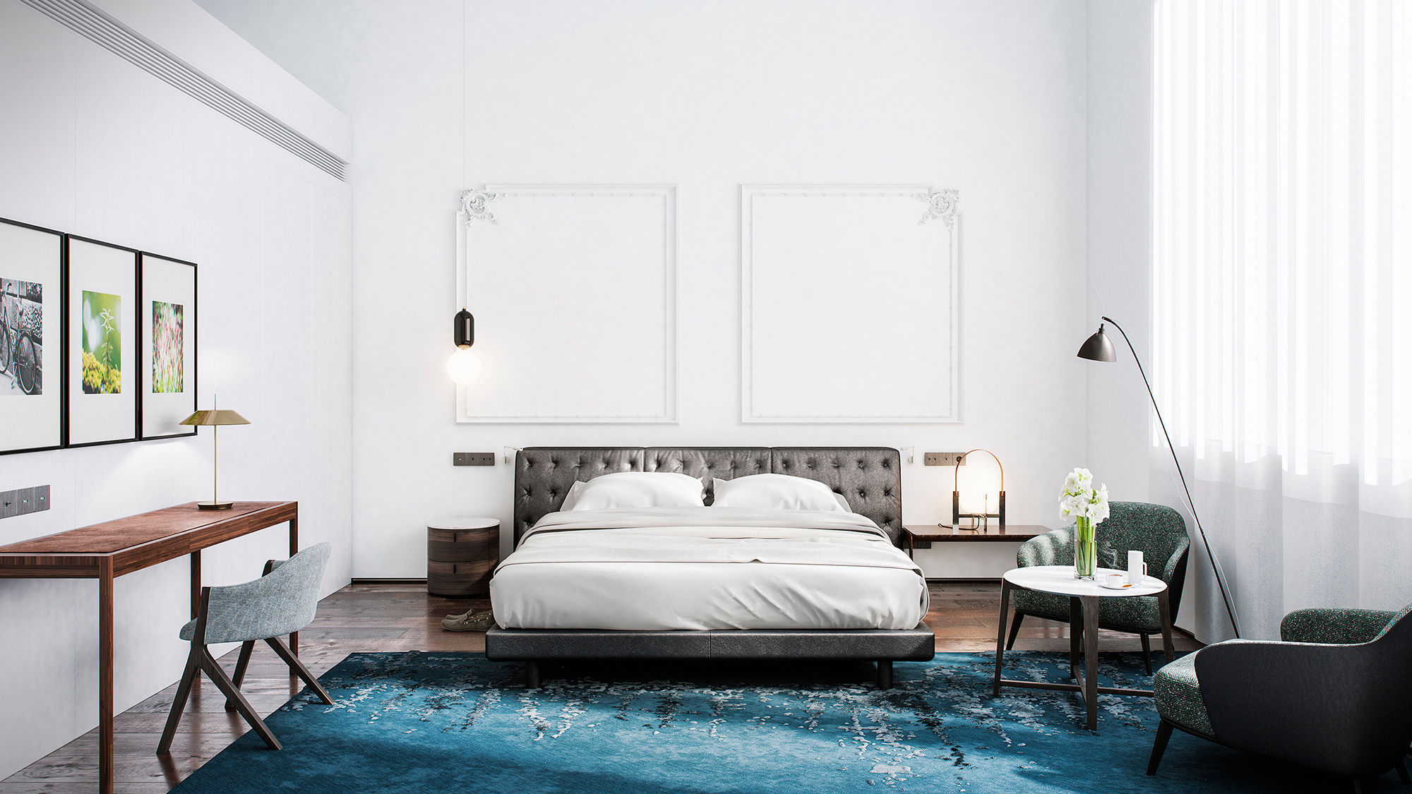 A rendering of a guestroom at the Mercer Sevilla.