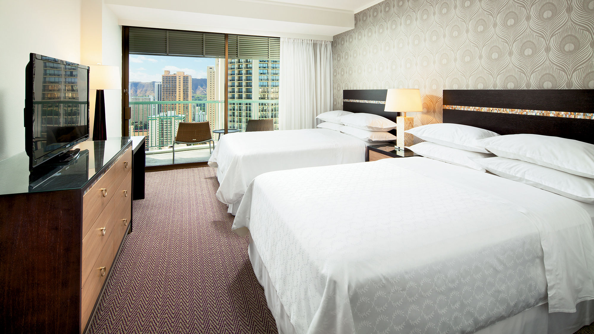 A renovated guestroom at the Sheraton Princess Kaiulani.