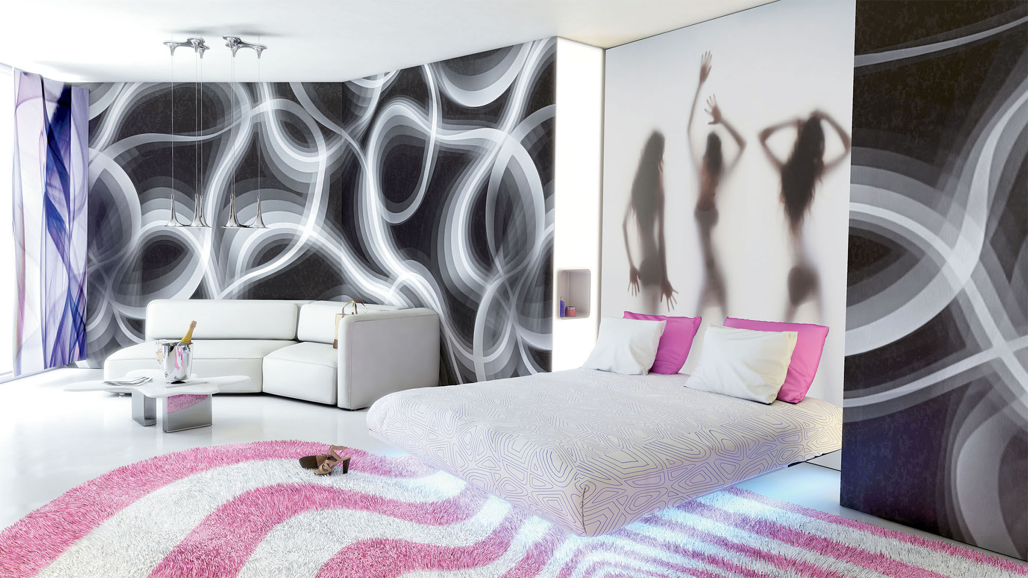 A rendering of a Bash Tower oceanview room at the Temptation Resort & Spa Cancun.