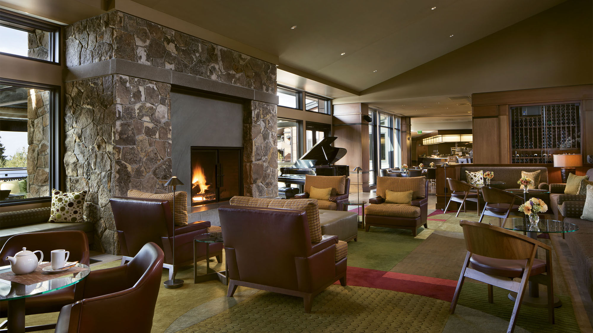 The living room area of the Allison Inn & Spa in Oregon’s Willamette Valley.