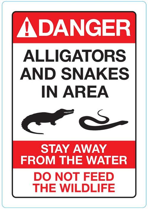 New signage at Disney World explicitly warns about alligators. New signage at Disney World explicitly warns about alligators.