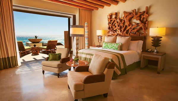 A two-bedroom Beachfront Suite at the Resort at Pedregal. Each room has a private terrace and at least one private plunge pool. A two-bedroom Beachfront Suite at the Resort at Pedregal. Each room has a private terrace and at least one private plunge pool.