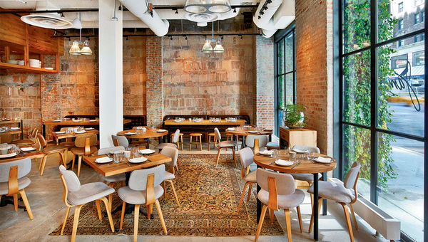 The 1 Hotel features a mix of earth tones and reclaimed wood. Pictured, the Jams restaurant.