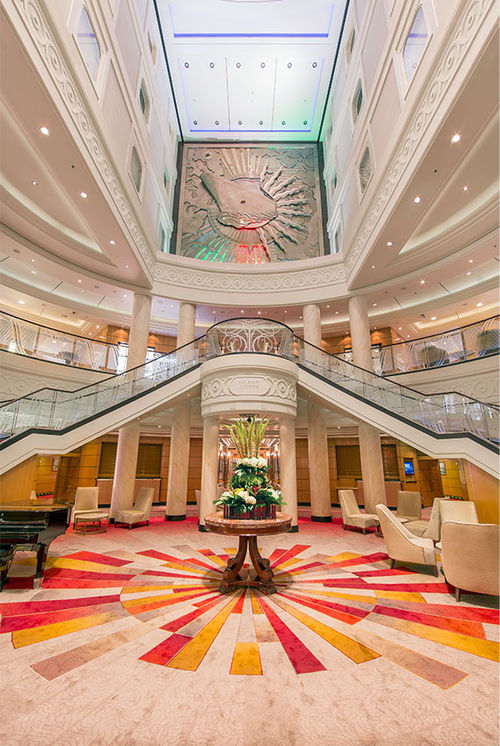 The atrium on the refurbished QM2.