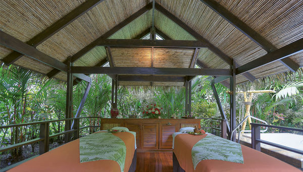 Open-air bungalows are the setting for spa treatments. Open-air bungalows are the setting for spa treatments.