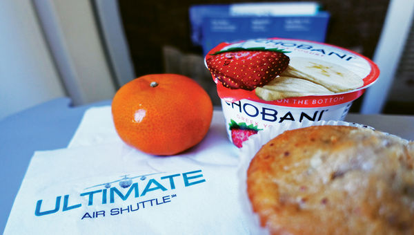 Food offered on a morning Ultimate flight. Food offered on a morning Ultimate flight.