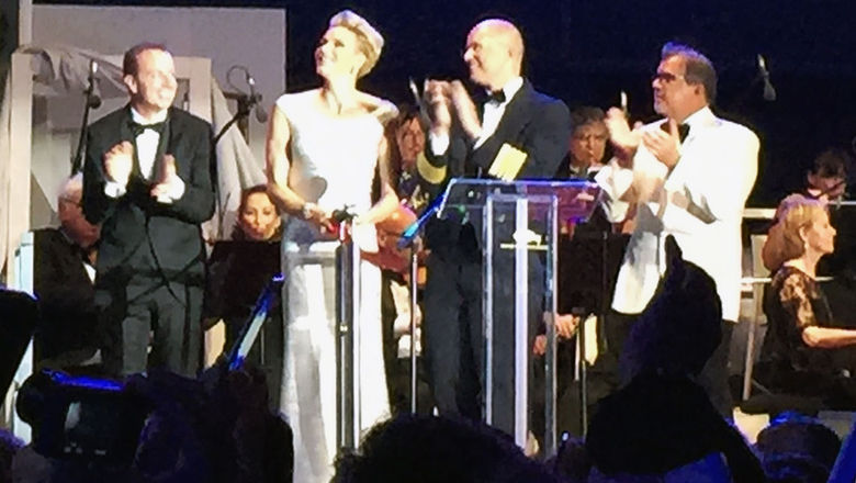 From left, Regent Seven Seas president Jason Montague, godmother Princess Charlene of Monaco, Seven Seas Explorer Capt. Stanislas De Lacombe and Norwegian Cruise Line Holdings CEO Frank Del Rio.