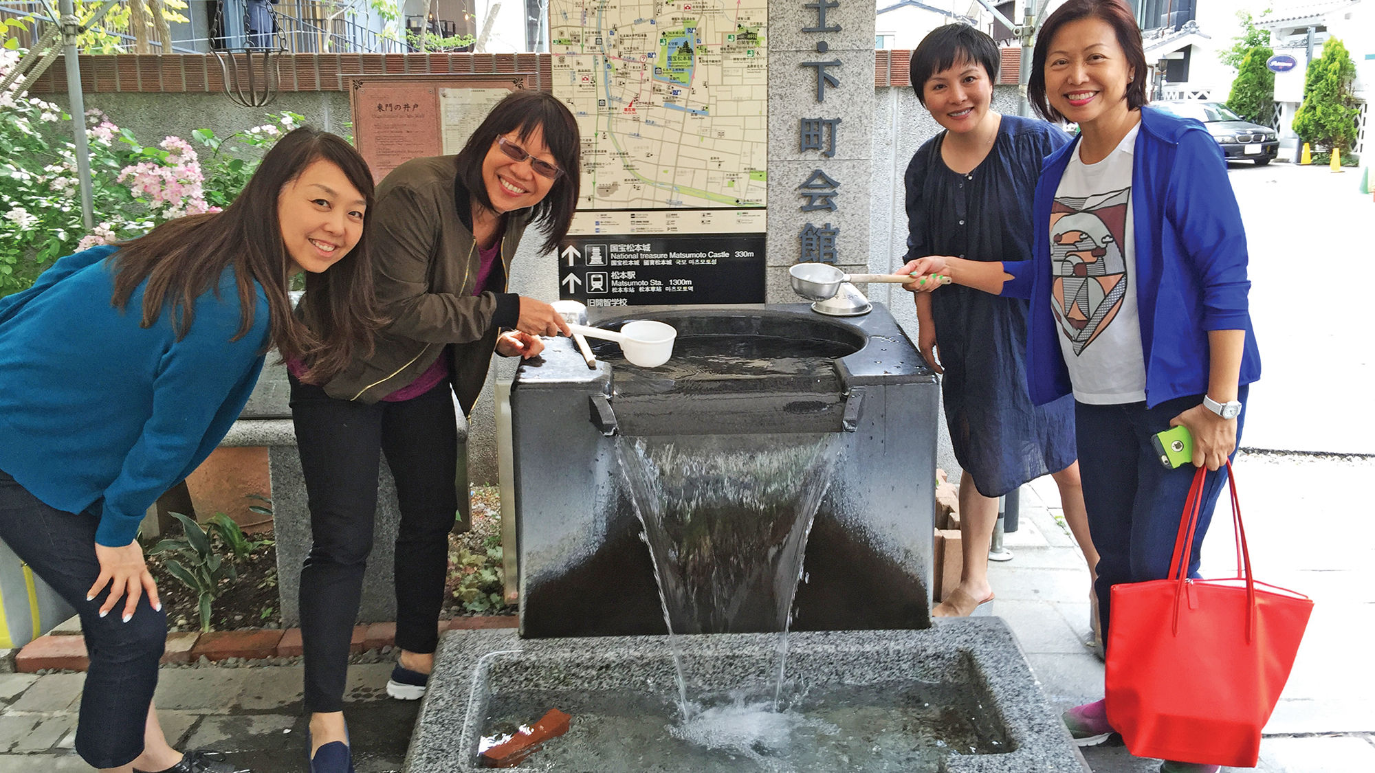 In Matsumoto, Japan, from left, Aya Aso, Agora Hospitalities, Japan; the writer; Melissa Yang, Tujia, China; and Diana Teo, D Ventures, Singapore.