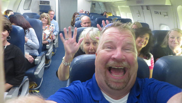 Mike Edic takes a selfie during a drill with Delta Airlines flight attendants at the Delta Headquarters Campus in Atlanta. Mike Edic takes a selfie during a drill with Delta Airlines flight attendants at the Delta Headquarters Campus in Atlanta.
