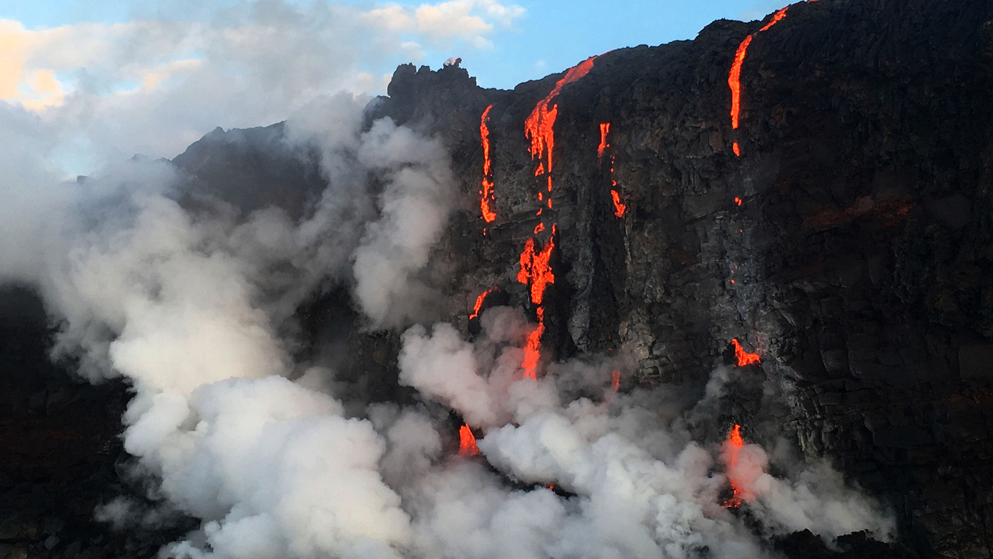 Lava flowing into the Pacific Ocean from Kilauea Volcano.