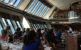 The two-story dining room on the Empress.