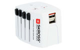 Boasting retractable plugs and receptacles for Euro, USA/Japan, Australia/China and the U.K. and functional in more than 220 countries, this compact charger is capable of connecting, say, a personal grooming device while charging a tablet or cell phone. The dual USB port furnishes enough power to charge two devices simultaneously even if another device is connected to the adapter at the same time. The World Adapter MUV USB Charger fulfills all international security standards and has an integrated, child-safe 2.5-amp fuse.