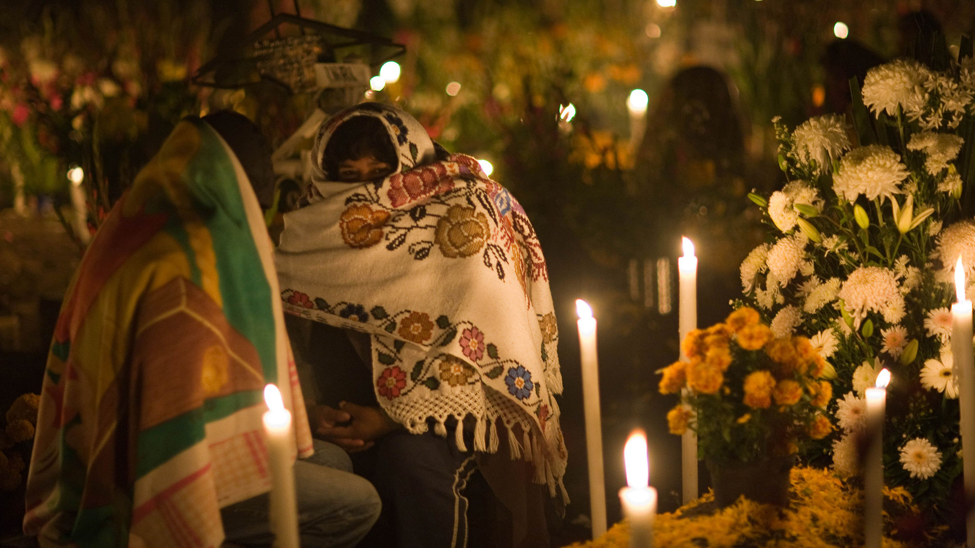 A Day of the Dead celebration at a cemetery in Xochimilco.