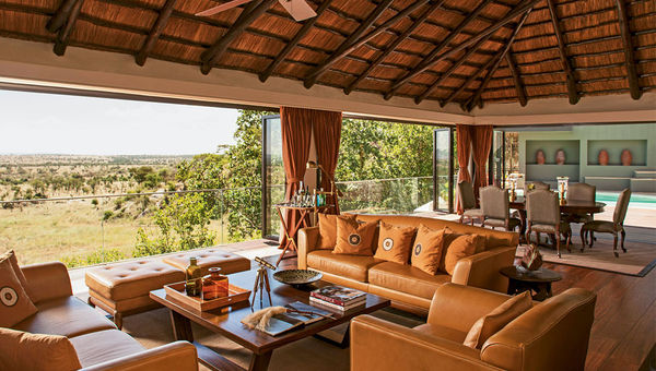 The living room of the Presidential Villa at the Four Seasons Safari Lodge, Tanzania.