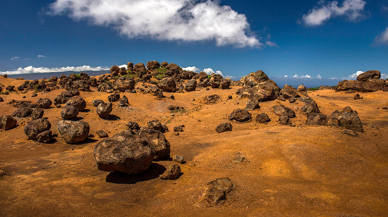 Award-winning photographer and Masters Series contributor Mark Edward Harris traveled to Lanai, nicknamed the Pineapple Isle for its former role as a pineapple plantation, to explore the slightly off-the-beaten-path island. While it doesn't boast the highest peak in the Hawaiian chain (Lana'ihale is 3,366 feet) nor is it the largest on any scale at 141 square miles, visitors will discover many fascinating sites worthy of exploration. Keahikawelo, also known as the Garden of the Gods, is located seven miles from Lanai City.