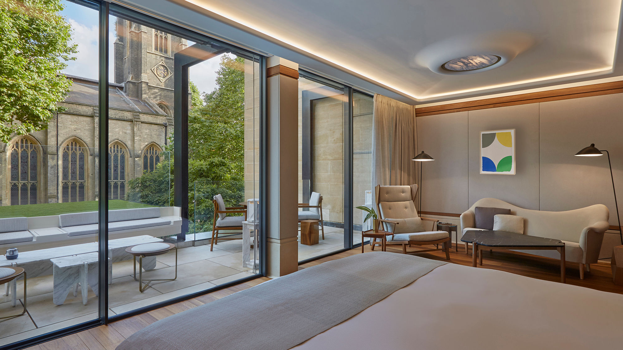 The Berkeley's new Grand Terrace Suite is furnished in a contemporary style.