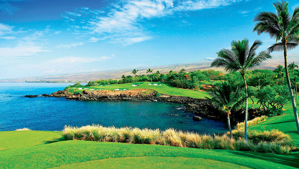 The third hole at the Mauna Kea Golf Course on the Big Island of Hawaii. The third hole at the Mauna Kea Golf Course on the Big Island of Hawaii.