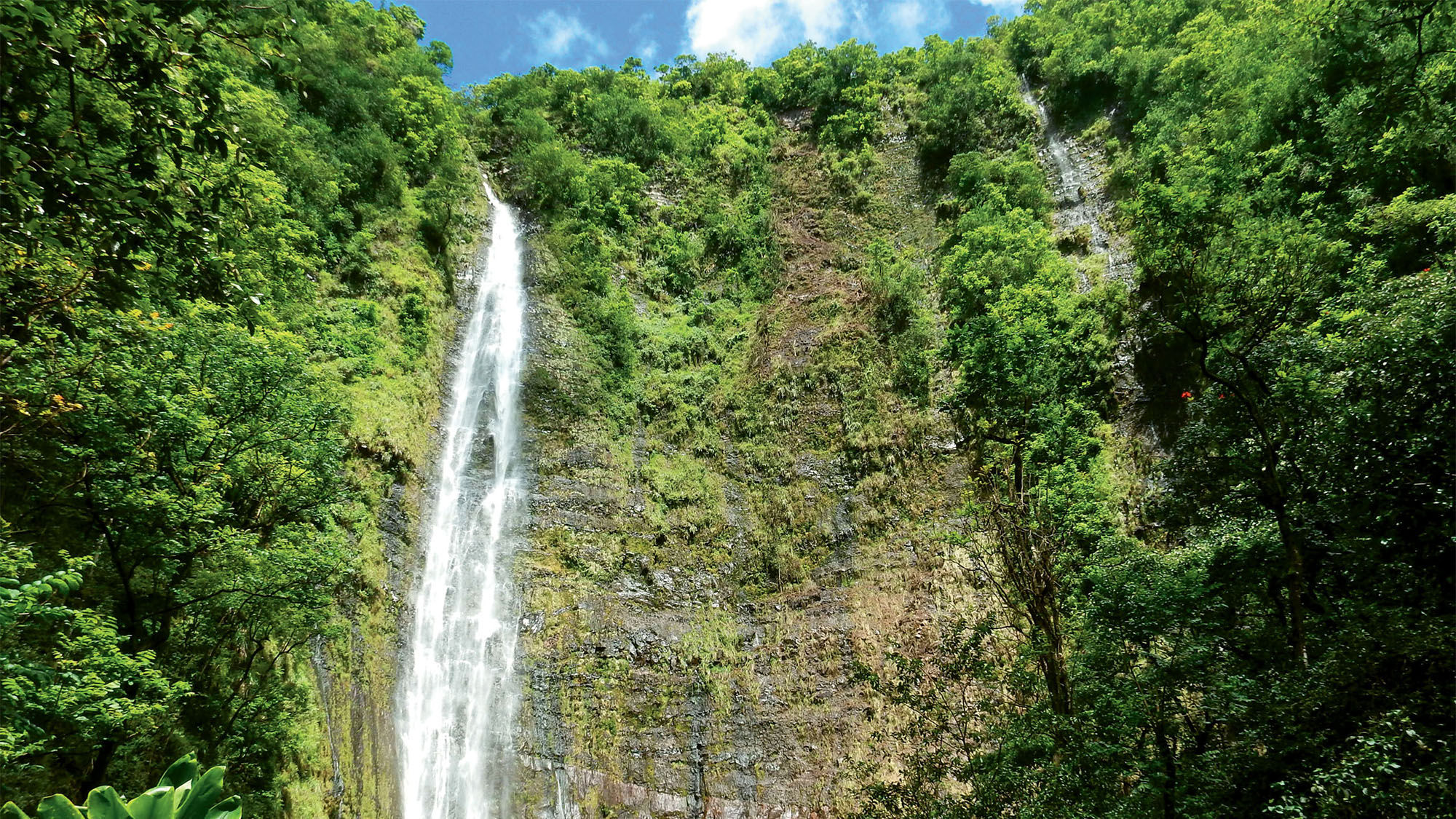 Waimoku Falls is off the Pipiwai Trail in Maui’s Haleakala National Park. It is 400 feet high.