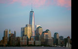 The lower Manhattan skyline, with One World Trade Center in the center.