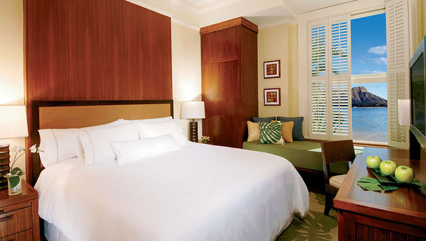 A Banyan Classic Ocean Club Room at the Moana Surfrider. Renovations to the hotel’s Banyan Wing were completed this year.