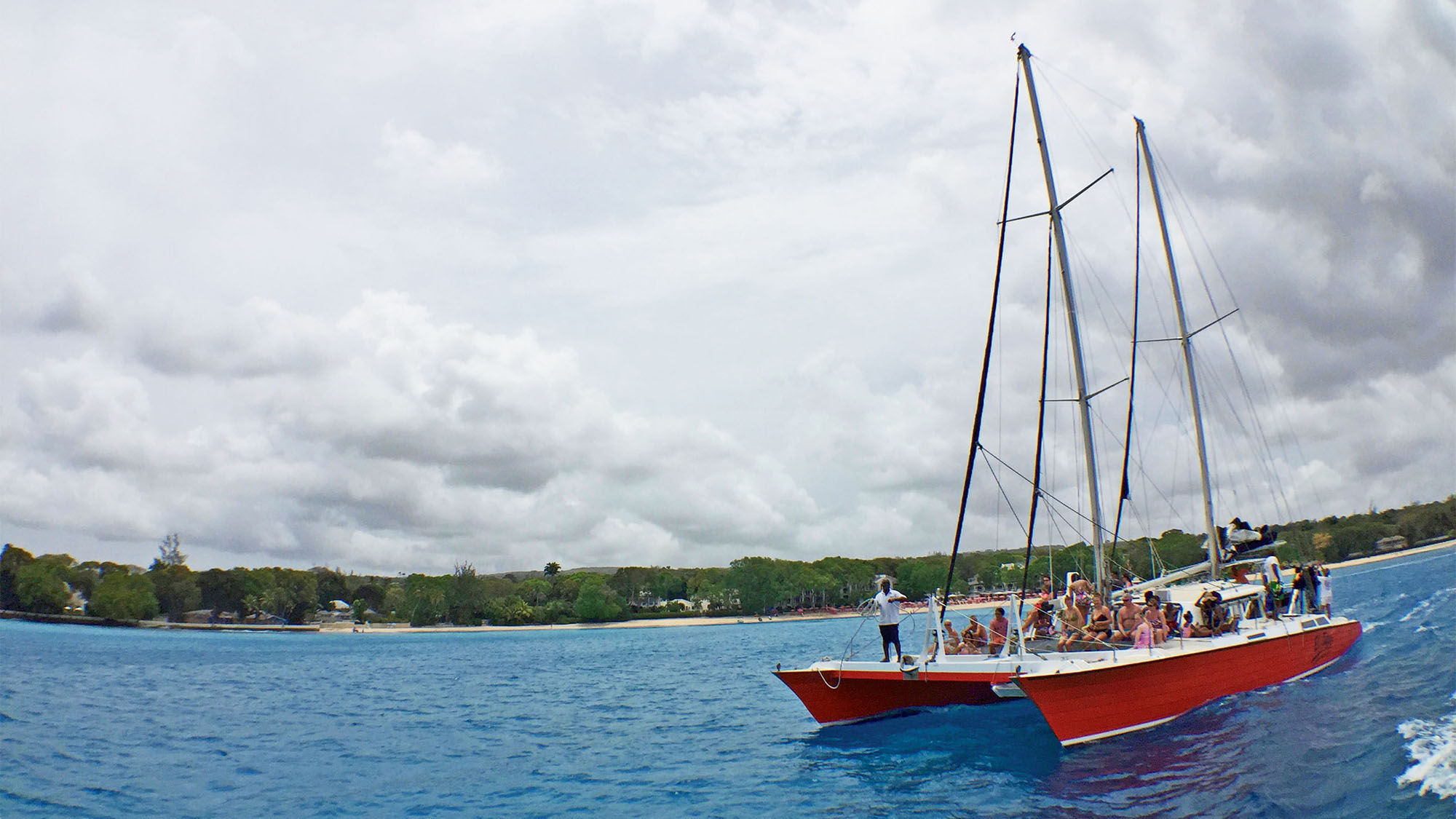 The El Tigre catamaran as seen from sister vessel Cool Runnings during a two-hour Barbados sailing.