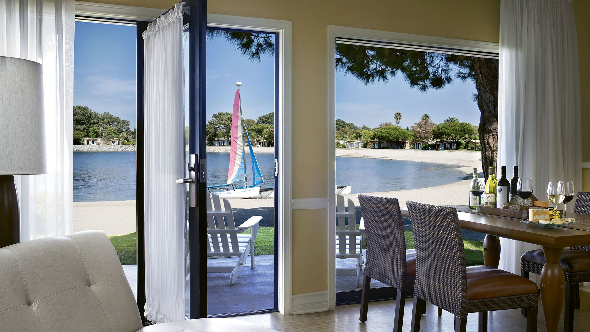 A Bayside Bungalow at the Paradise Point Resort & Spa, which occupies a private island in San Diego’s Mission Bay.