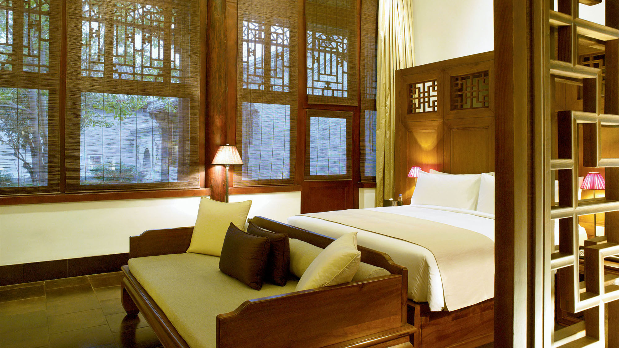 A guestroom at the Aman Summer Palace in Beijing, once a lush respite for emperors.