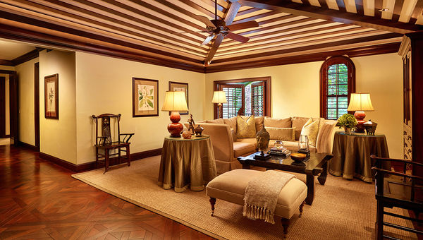The living room of the Hepburn Suite at the Brazilian Court Hotel in Palm Beach, Fla. The living room of the Hepburn Suite at the Brazilian Court Hotel in Palm Beach, Fla.