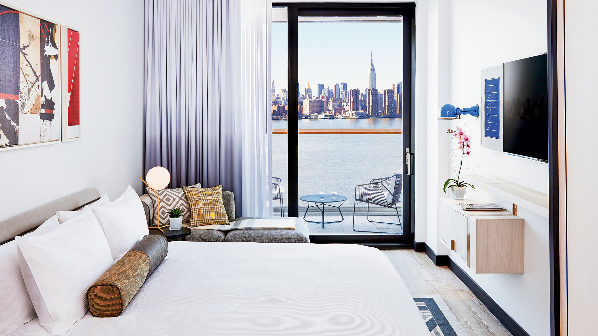 A guestroom at the William Vale, a hotel that opened in the North Williamsburg section of Brooklyn in September.