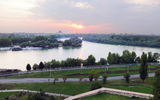 The historic Belgrade Fortress offers a perfect view of sunset over the confluence of the Danube and Sava rivers.