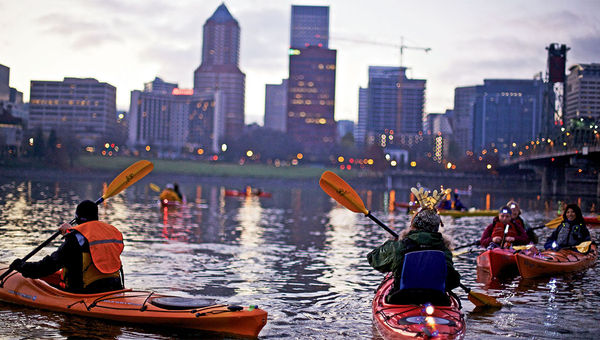 The Willamette River is popular for kayaking. The Willamette River is popular for kayaking.