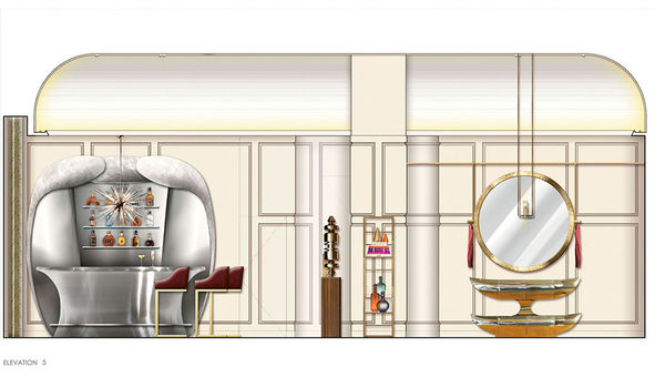 A rendering of the Villa living room, designed by Tihany Design for the Cosmopolitan. A rendering of the Villa living room, designed by Tihany Design for the Cosmopolitan.