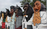 A display at the Andong Mask Dance Festival in downtown Andong. The festival is held a couple of miles from the Andong Hahoe Folk Village, a Unesco World Heritage site.