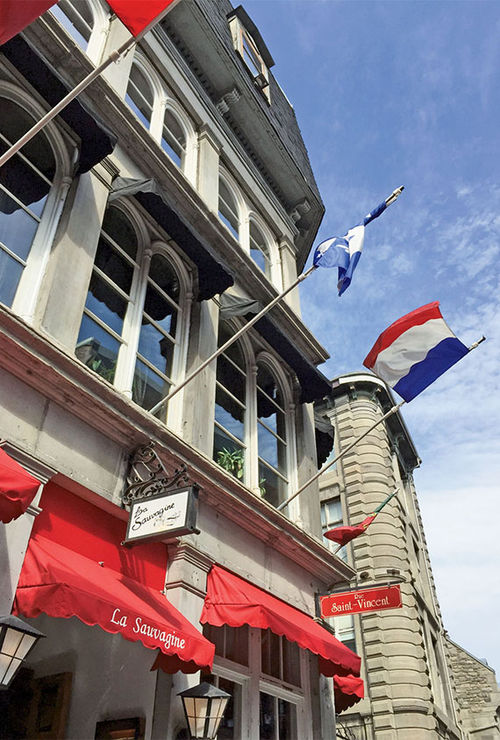La Sauvagine, a restaurant on Rue Saint Paul in Old Montreal. The historical neighborhood is just steps from the new cruise terminal that is scheduled to open in May. La Sauvagine, a restaurant on Rue Saint Paul in Old Montreal. The historical neighborhood is just steps from the new cruise terminal that is scheduled to open in May.